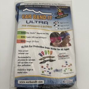 Ear Band-It Ultra Lot Of 2 Blue Swimming Headband Size Small‎ & Medium